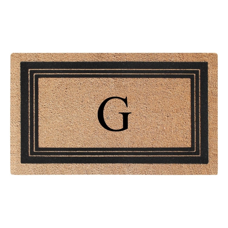 A1HC Natural Coir Monogrammed Entrance Door Mats, Durable Large Outdoor Rug, Non-Slip, Flock Doormat 18"X30" - G
