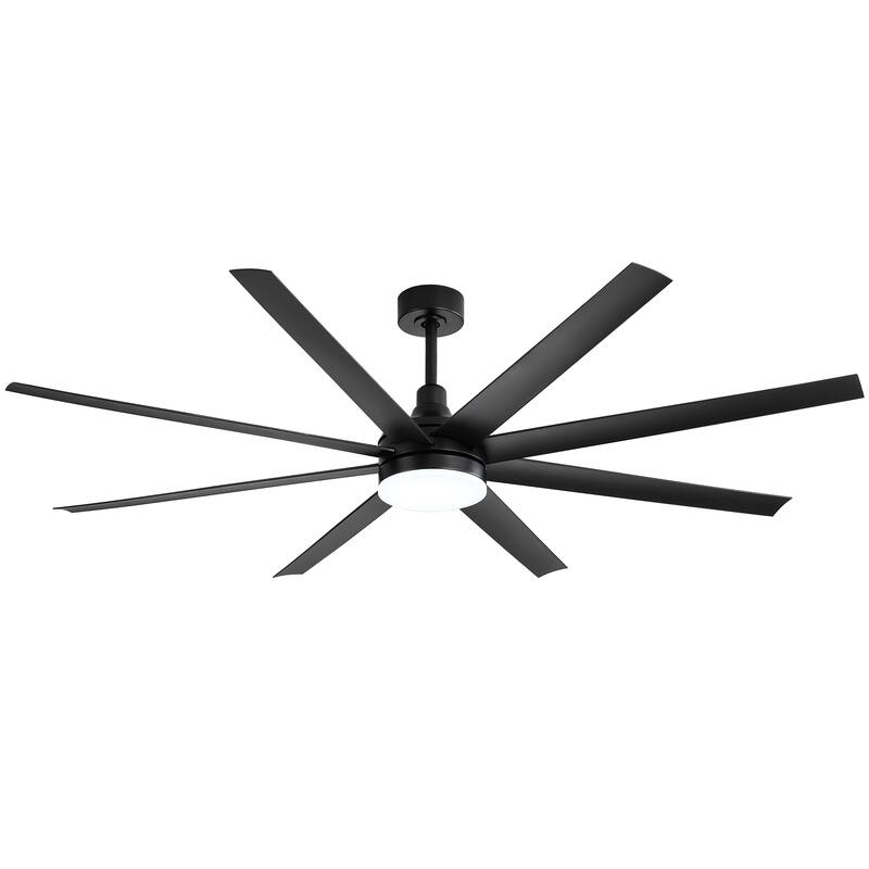 52"/ 65"/72" Black LED Ceiling Fan with Light Kit and Remote(5/8 Blade)