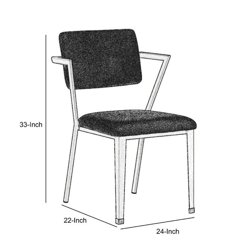 Black/Gray Fabric Upholstered Metal Frame Dining Chair, Set of 2, Sturdy Dining Chair for Dining Rooms - 20.5