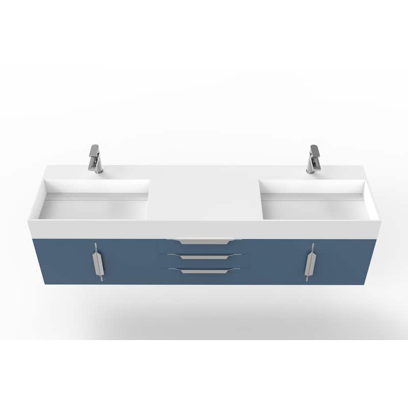 Amazon 72" Wall Mounted Bathroom Vanity Set w/ White Top
