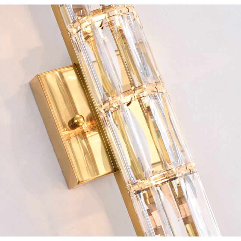 5-Light Gold Wall Sconce With Clear Crystal Accents