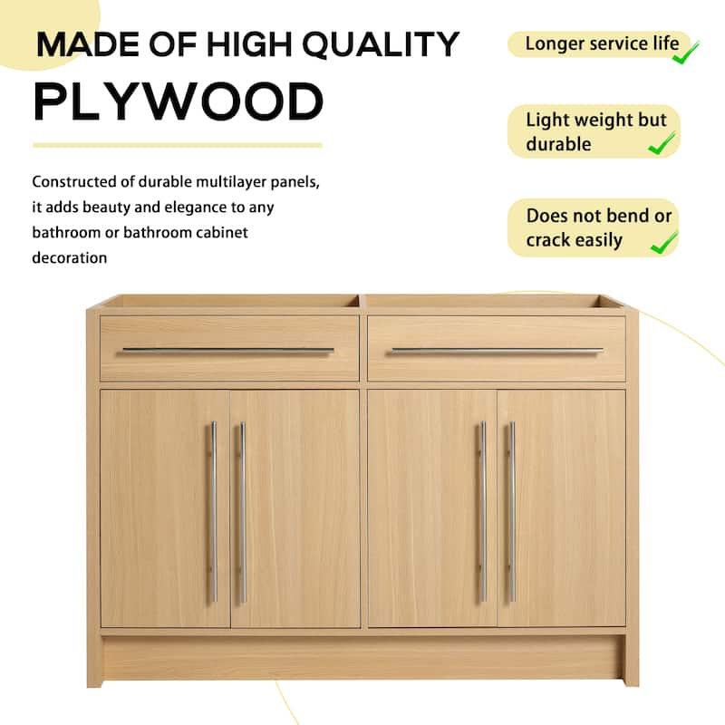 GDFStudio - Ravello Modern Freestanding Bathroom Vanity Cabinet with 4-Soft Closing Doors, Sink NOT INCLUDED - 48"