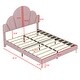 preview thumbnail 12 of 14, Queen Size Velvet Upholstered Platform Bed with Petal Shaped Headboard