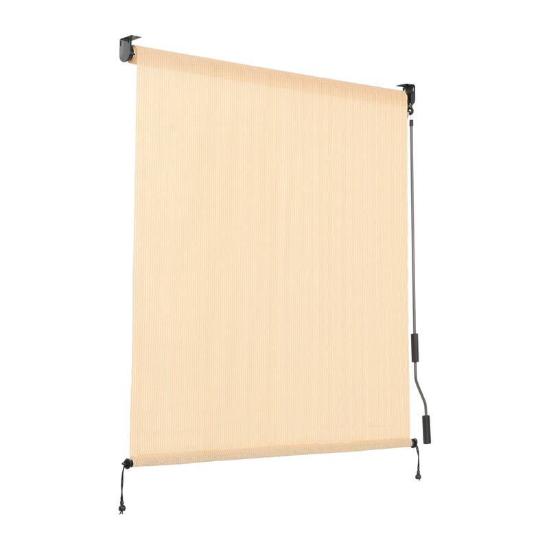 Aoodor Patio HDPE Fabric Roller Shade - 10' x 8' - Wheat