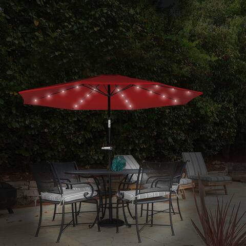 Pure Garden 10 ft Tilt Crank Patio Umbrella - Solar Powered LED Lights