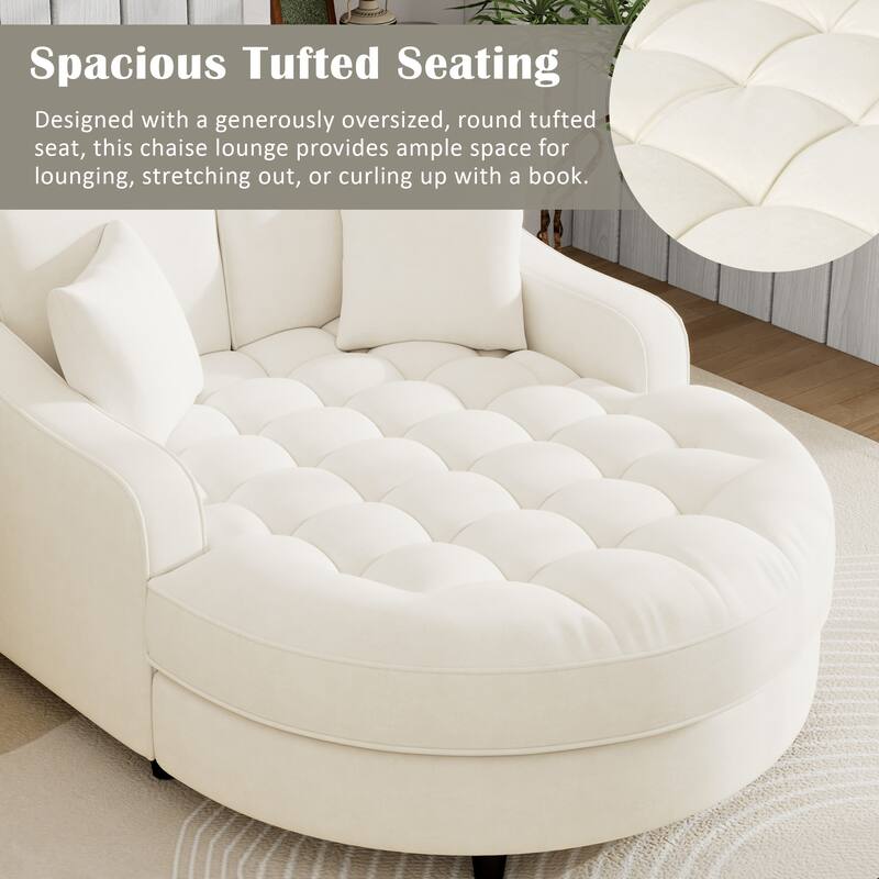 55" Modern Chaise Lounge Sofa Bed Upholstered Sofa Couch with Tufted Seat and Detachable Pillows for Living Room