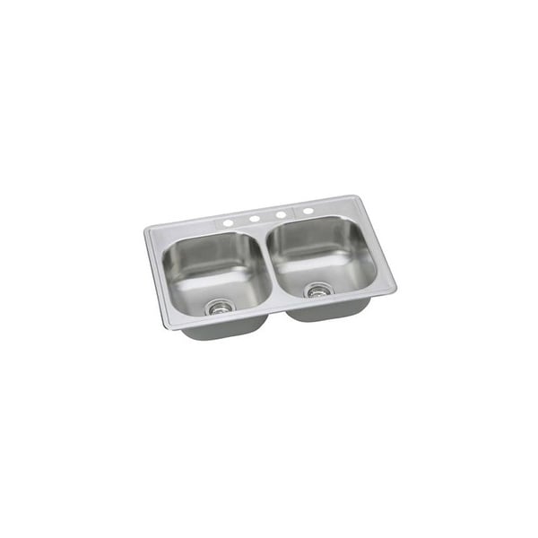 Proflo Pfsr332284 33 Double Basin Drop In Stainless Steel Kitchen Sink With Sound Absorption Technology 4 Holes Drilled