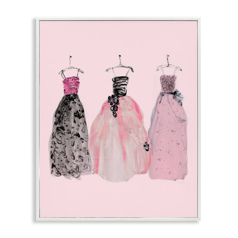 Stupell Trendy Glam Gowns Framed Giclee Art Design By Sally Swatland - 16 x 20 - White