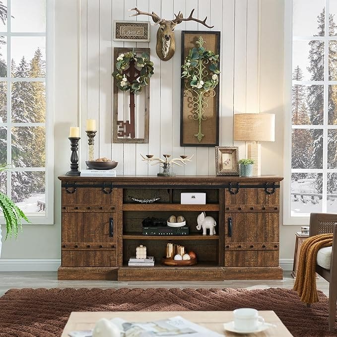 75" Farmhouse TV Stand, Media Console Table, Entertainment Center