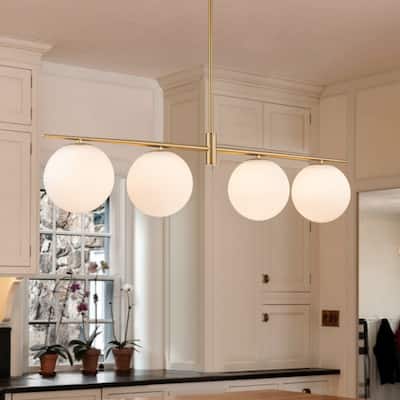 4 - Lights Modern Linear Globe Chandelier Kitchen Island Pendant Light
