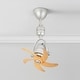 preview thumbnail 2 of 9, Rennnsan 5-Speed 5-Blade Mid-Century Modern Silver Metal & Natural Wood-Tone Plastic Ceiling Fan with Remote for Living Room