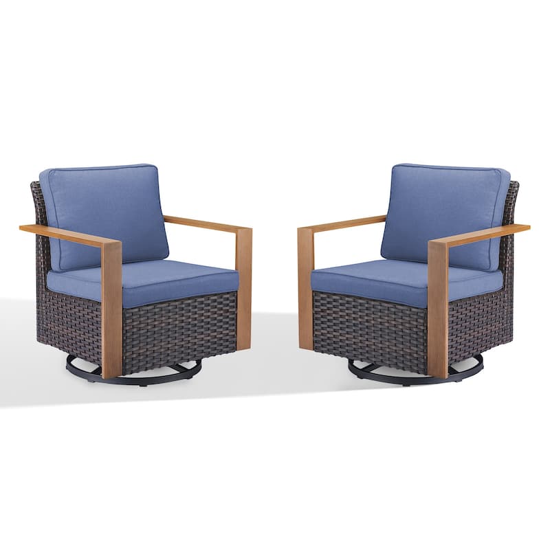 Gymojoy Outdoor Swivel Gliders Rocker Chairs 2 Pieces - Brown