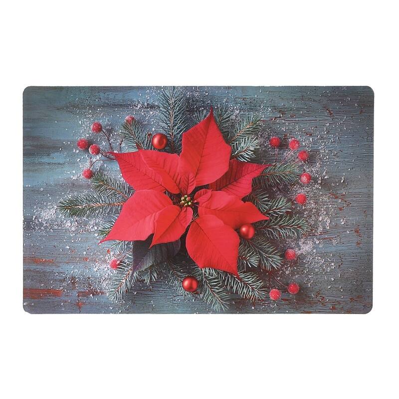 Plastic Placemat (Poinsettia Centerpiece) Set of 12 Bed Bath