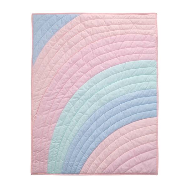 slide 2 of 3, Lambs & Ivy Watercolor Pastel Pink/Mint/Peach Crib/Toddler Quilt