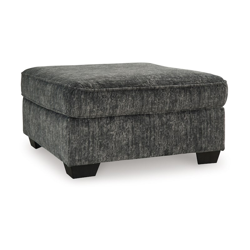 Layla Accent Ottoman, Contemporary Dark Gray Polyester, 37 Inch Square