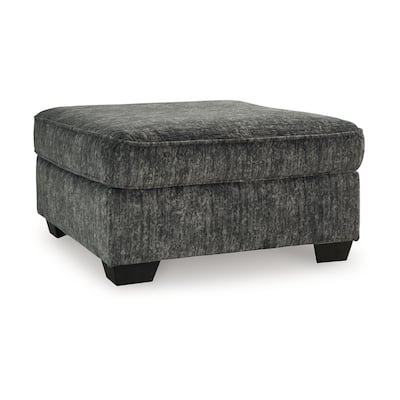 Layla Accent Ottoman, Contemporary Dark Gray Polyester, 37 Inch Square
