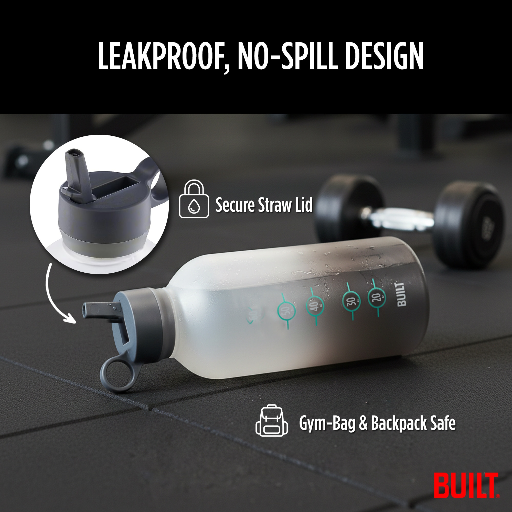 Byo 74 Oz Tritan Motivational Bottle - Black