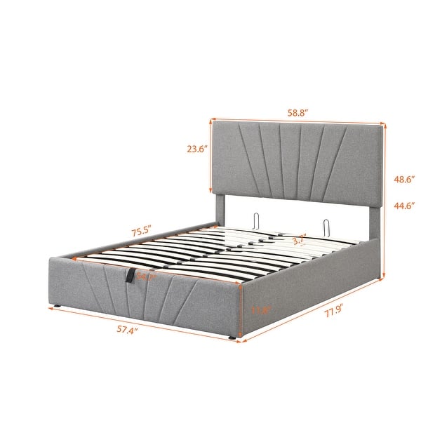 Contemporary Style Full size Upholstered Platform bed with a Hydraulic ...