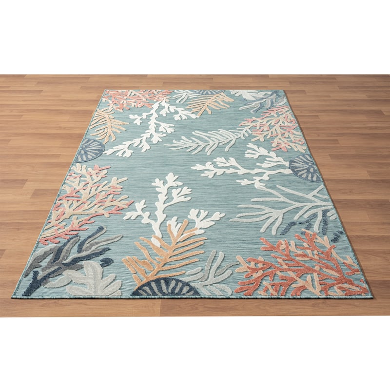 Sevita Coral Reef Textured Coastal Indoor/Outdoor Area Rug