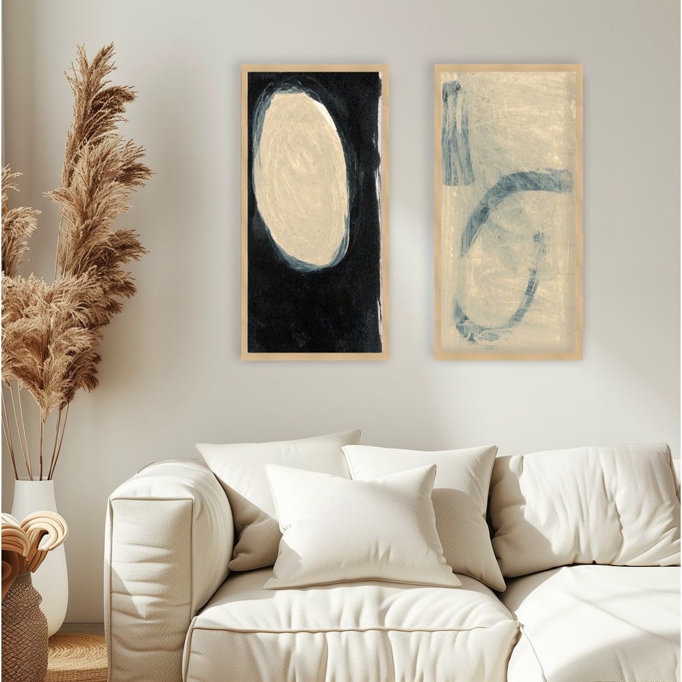 "Circle" Set of Two Framed Textured Wall Art