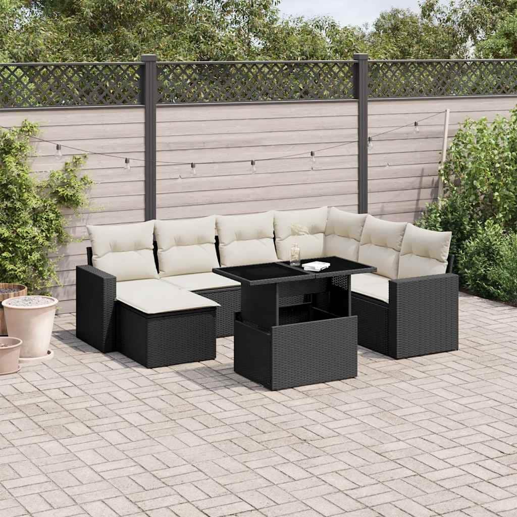 vidaXL Patio Sofa Set with Cushions Outdoor Furniture 8 Piece Poly Rattan