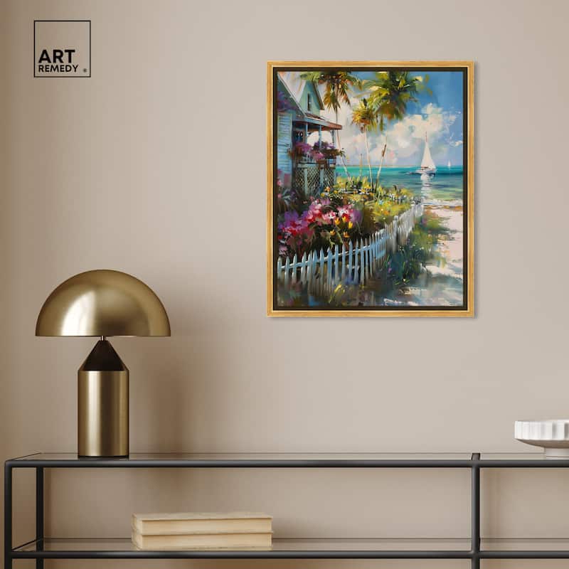 Art Remedy Local Beach House Framed Colorful Coastal 1 Piece Canvas Wall Art