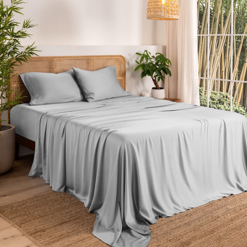 Bare Home Rayon from Bamboo Sheet Set - Deep Pocket - Breathable - King - Cloud Grey