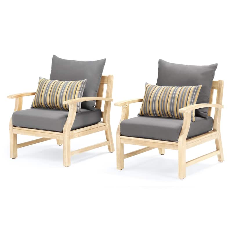 Kooper 2 Piece Sunbrella Outdoor Patio Club Chairs - Charcoal Gray