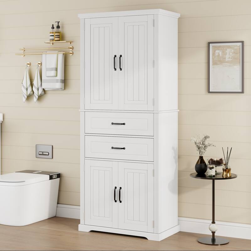 Storage Cabinet with Multi-Functional Storage Space for Bathroom/Living Room, 2 Drawers with Slide Rails, Adjustable Shelf