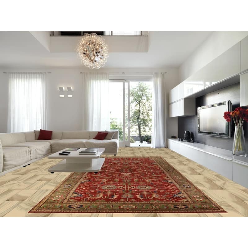 All-Over Large Oushak Indian Rug Handmade Wool Carpet - 8'11"x 18'0"