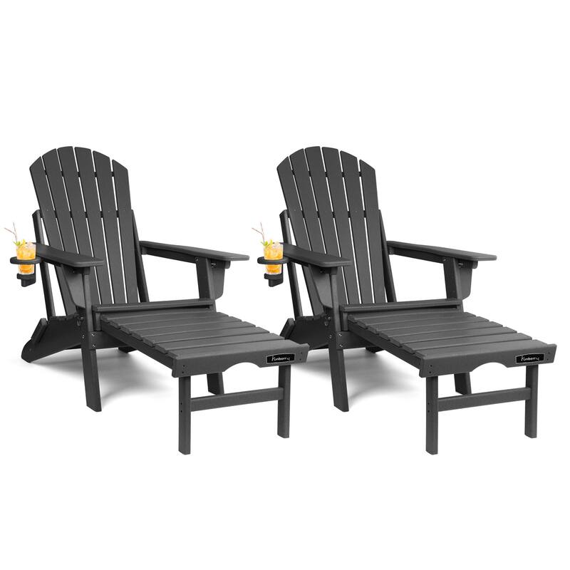 Vrakae Folding and Adjustable Adirondack Chair with Ottoman Set of 2