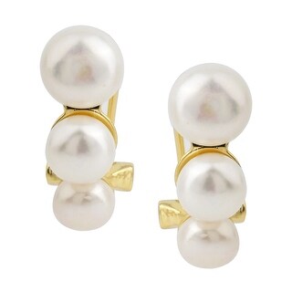 18K Gold Plated Freshwater Pearl Earrings - Clip Hoop Huggie Drop Dangle For Women