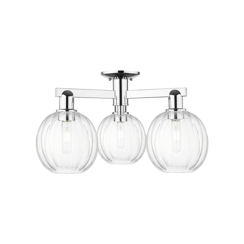 Innovations Lighting Downtown Urban - Preston - 3 Light 25" Globe Shade Semi-Flush Mount