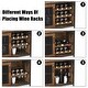 preview thumbnail 9 of 7, 3-Tier Wine Bar Cabinet with LED Lights, Detachable Wine Rack and Storage Space,Grey - 27.2x13.8x36.2in