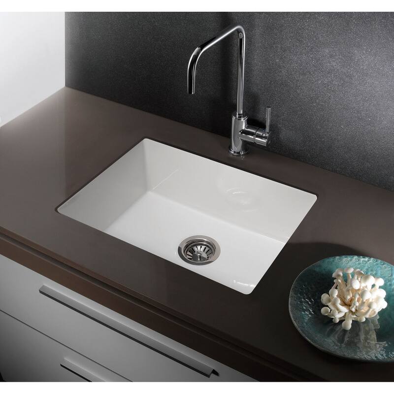 ALFI brand 23" Traditional Fireclay Undermount Rectangular Kitchen Sink - White