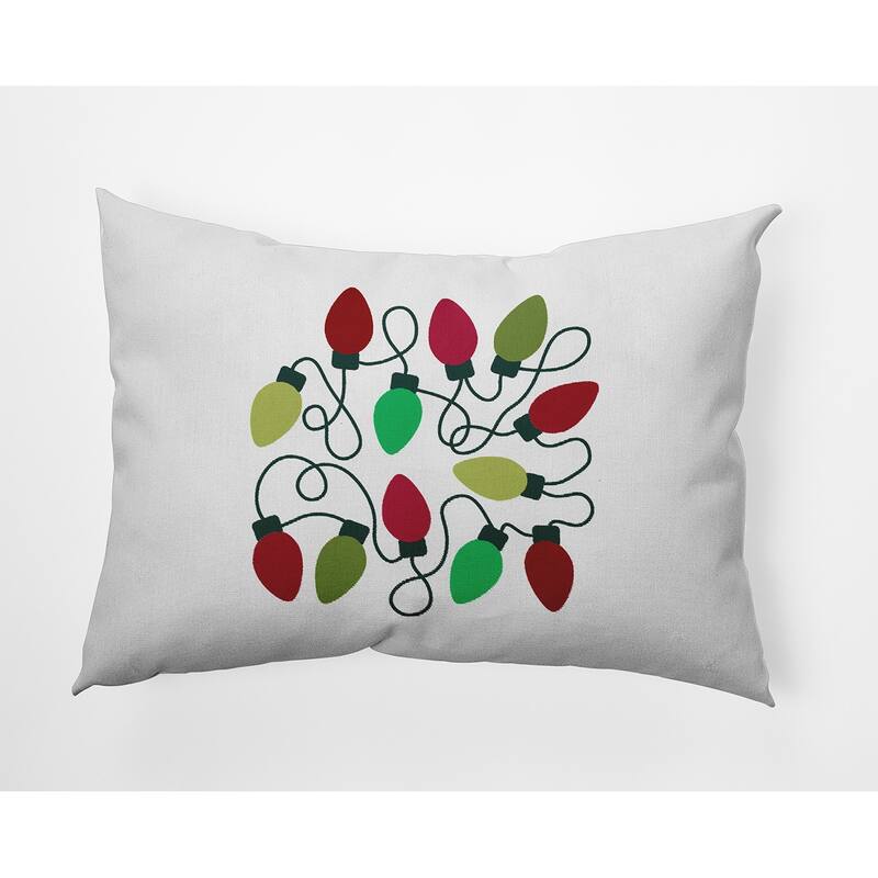 Christmas Lights Indoor/Outdoor Throw Pillow - 14" x 20" - Bright Green
