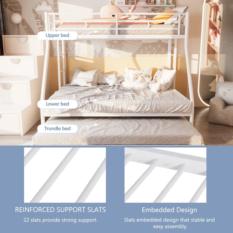 Standard Metal Bunk Bed - Bed Frame for Kids, Teens & Guest Rooms