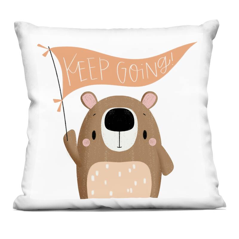 Stupell Motivational Bear Keep Going Decorative Printed Throw Pillow Design by Sarah Hickman - Accent - Polyester - Orange - Single