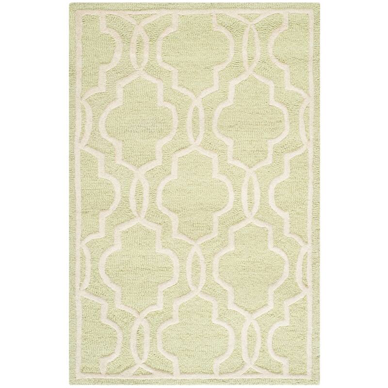 SAFAVIEH Handmade Cambridge Philine Geometric Wool Rug - 2' x 3' - Light Green/Ivory