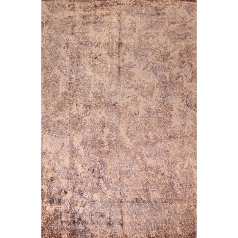 Abstract Indian Area Rug Hand-Knotted Wool Carpet - 8'2"x 11'5"