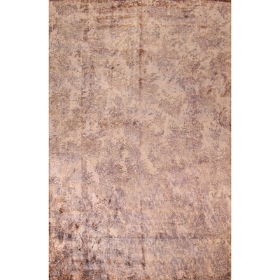 Abstract Indian Area Rug Hand-Knotted Wool Carpet - 8'2"x 11'5"