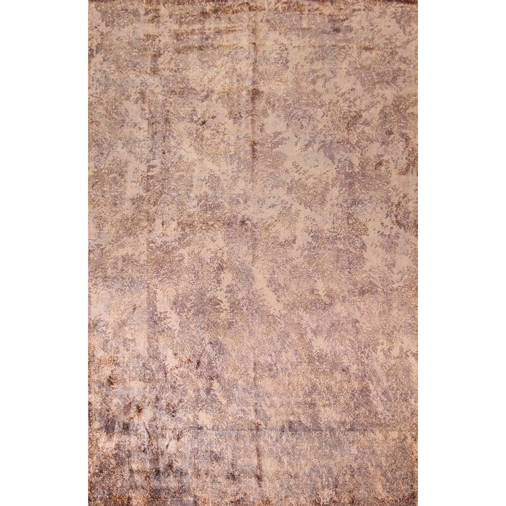Abstract Indian Area Rug Hand-Knotted Wool Carpet - 8'2"x 11'5"