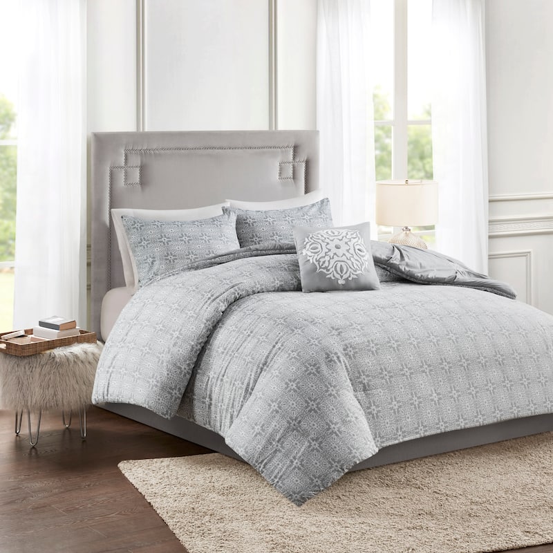 Madison Park Edna Embroidered Cotton Reversible Duvet Cover Set