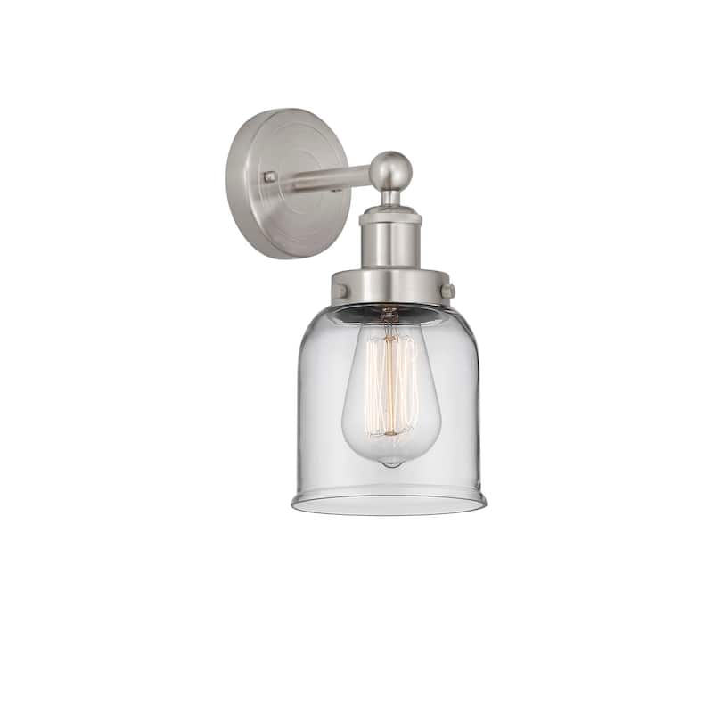 Innovations Lighting 616-1W-10-7 Bell Sconce Bell 10" Tall Wall Sconce - Brushed Satin Nickel / Clear