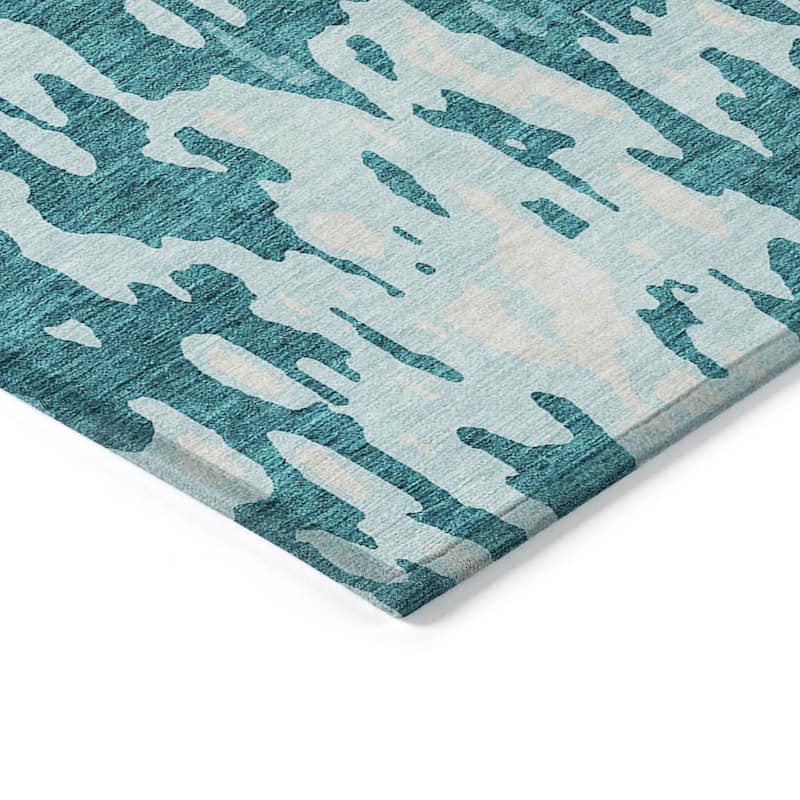 Machine Washable Indoor/ Outdoor Abstract Contemporary Chantille Rug