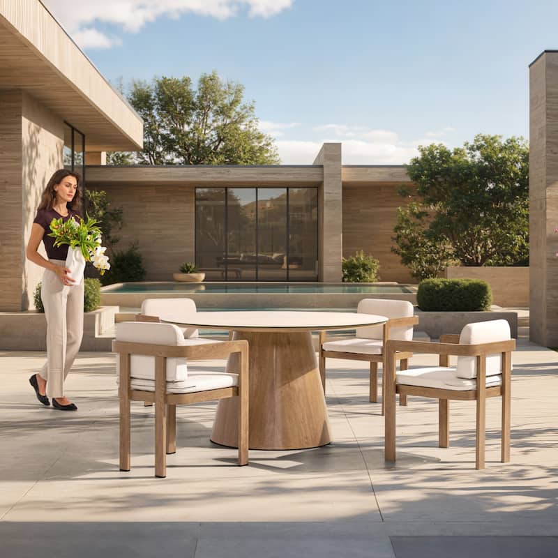 Dining Chair with Cushioned Seat and Armrests