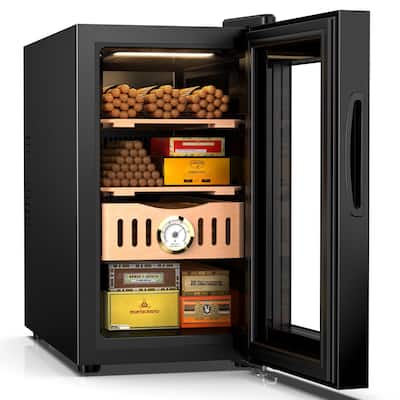 Electric Cigar Humidor With Cooling Temperature Control, with Spanish Cedar Wood Shelves & Hygrometer
