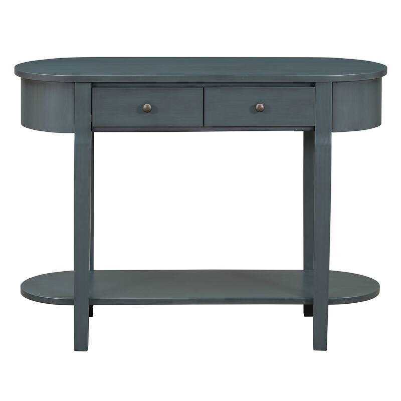 Elegant Retro Console Table with Curved Design and Smooth Glaze for Entryways, Living Rooms and hallways