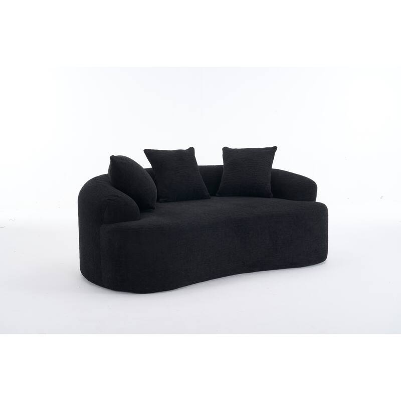 Curved Loveseat: Compressed Packaging,No Assembly,Small Sofa for Small Spaces & Apartments,65" L, 300 Lbs, Includes 3 Pillows