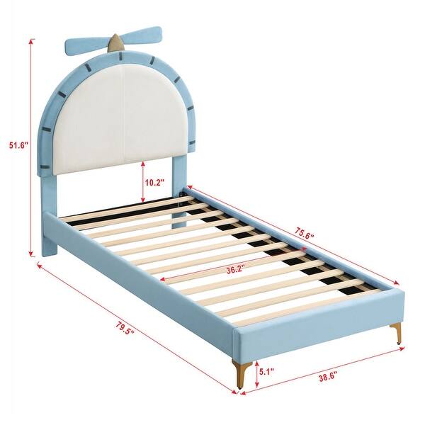 dimension image slide 1 of 2, Twin/Full Size Upholstered Velvet Platform Bed Frame, Funny Kids Bed with Alarm Clock Shaped Headboard